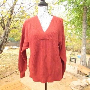 Worthington Chunky Rust V-Neck Sweater